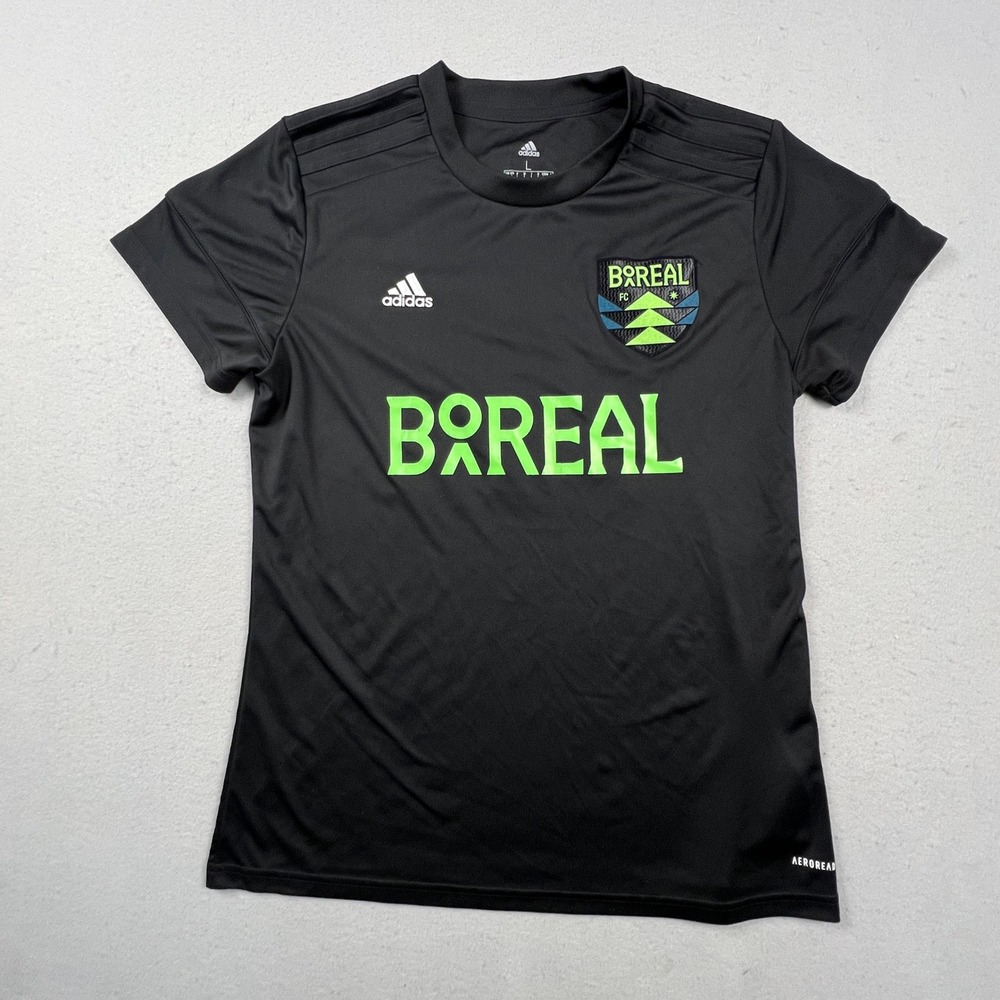 Adidas Boreal FC Soccer Jersey Womens L Black Aeroready Training Shirt Athletic